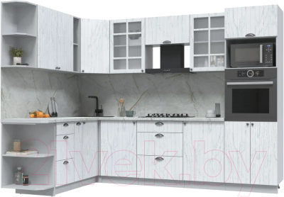 Кухонный гарнитур Интерлиния Берес 1.88x2.8 ВТ левая (дуб полярный/серый каспий)