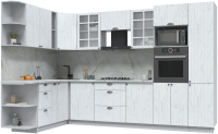 Готовая кухня Интерлиния Берес 1.88x3.2 ВТ левая (дуб полярный/серый каспий) - 