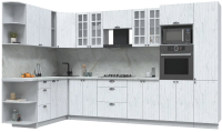 Кухонный гарнитур Интерлиния Берес 1.88x3.4 ВТ левая (дуб полярный/серый каспий) - 