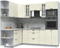 Кухонный гарнитур Интерлиния Берес 1.68x2.4 ВТ левая (дуб снежный/серый каспий) - 