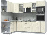 Кухонный гарнитур Интерлиния Берес 1.68x2.6 ВТ левая (дуб снежный/серый каспий) - 
