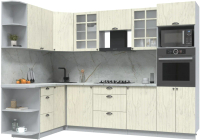 Готовая кухня Интерлиния Берес 1.68x2.8 ВТ левая (дуб снежный/серый каспий) - 