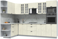 Кухонный гарнитур Интерлиния Берес 1.68x3.0 ВТ левая (дуб снежный/серый каспий) - 