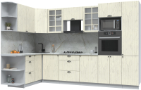 Готовая кухня Интерлиния Берес 1.68x3.2 ВТ левая (дуб снежный/серый каспий) - 
