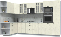 Кухонный гарнитур Интерлиния Берес 1.68x3.4 ВТ левая (дуб снежный/серый каспий) - 