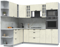 Кухонный гарнитур Интерлиния Берес 1.88x2.4 ВТ левая (дуб снежный/серый каспий) - 