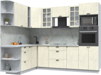 Готовая кухня Интерлиния Берес 1.88x2.6 ВТ левая (дуб снежный/серый каспий) - 