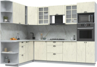 Готовая кухня Интерлиния Берес 1.88x2.8 ВТ левая (дуб снежный/серый каспий) - 