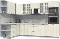 Готовая кухня Интерлиния Берес 1.88x3.0 ВТ левая (дуб снежный/серый каспий) - 