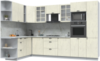 Кухонный гарнитур Интерлиния Берес 1.88x3.2 ВТ левая (дуб снежный/серый каспий) - 