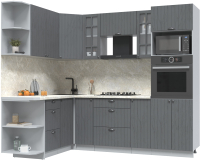 Кухонный гарнитур Интерлиния Берес 1.68x2.4 ВТ левая (дуб серый/опал светлый) - 