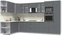 Готовая кухня Интерлиния Берес 1.88x3.4 ВТ левая (дуб серый/опал светлый) - 