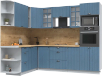 Кухонный гарнитур Интерлиния Берес 1.88x2.6 ВТ левая (дуб лазурный/дуб бунратти) - 