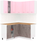 Кухонный гарнитур Кортекс-мебель Корнелия Лира 1.5x1.5 (розовый/оникс/дуб бунратти) - 