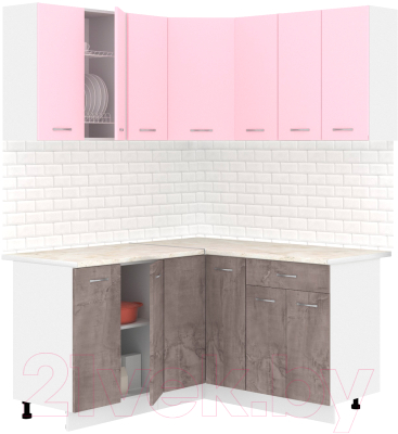 Кухонный гарнитур Кортекс-мебель Корнелия Лира 1.5x1.5 (розовый/оникс/королевский опал)