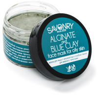 Маска для лица кремовая Savonry Для жирной кожи с альгинатом и голубой глиной (100мл) - 