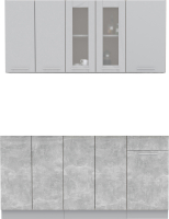 Кухонный гарнитур Интерлиния Мила 16-60 без столешницы (серебристый/бетон) - 