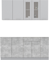 Кухонный гарнитур Интерлиния Мила 17 без столешницы (серебристый/бетон) - 