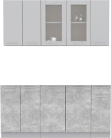 Кухонный гарнитур Интерлиния Мила 17-60 без столешницы (серебристый/бетон) - 