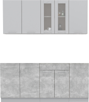 Кухонный гарнитур Интерлиния Мила 18 без столешницы (серебристый/бетон) - 