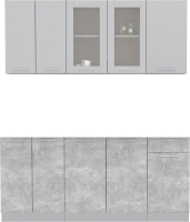 Кухонный гарнитур Интерлиния Мила 18-60 без столешницы (серебристый/бетон) - 