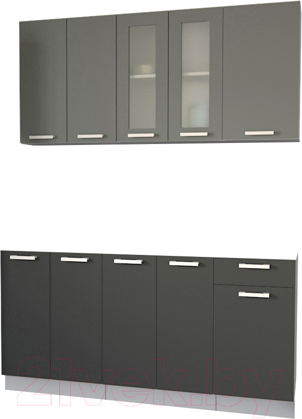 Кухонный гарнитур Interline Мила 16-60 без столешницы (серебристый/антрацит)