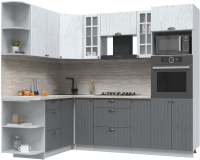 Кухонный гарнитур Интерлиния Берес 1.68x2.4 ВТ левая (дуб полярный/дуб серый/травертин серый) - 