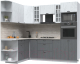 Готовая кухня Интерлиния Берес 1.68x2.4 ВТ левая (дуб полярный/дуб серый/травертин серый) - 