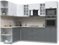 Готовая кухня Интерлиния Берес 1.68x2.6 ВТ левая (дуб полярный/дуб серый/травертин серый) - 