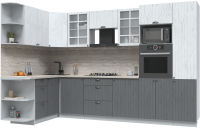 Готовая кухня Интерлиния Берес 1.68x3.2 ВТ левая (дуб полярный/дуб серый/травертин серый) - 
