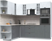Кухонный гарнитур Интерлиния Берес 1.88x2.4 ВТ левая (дуб полярный/дуб серый/травертин серый) - 