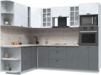 Готовая кухня Интерлиния Берес 1.88x2.6 ВТ левая (дуб полярный/дуб серый/травертин серый) - 
