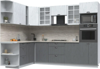 Кухонный гарнитур Интерлиния Берес 1.88x2.8 ВТ левая (дуб полярный/дуб серый/травертин серый) - 