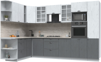 Готовая кухня Интерлиния Берес 1.88x3.2 ВТ левая (дуб полярный/дуб серый/травертин серый) - 