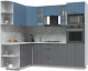 Готовая кухня Интерлиния Берес 1.68x2.4 ВТ левая (дуб лазурный/дуб серый/серый каспий) - 