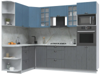 Кухонный гарнитур Интерлиния Берес 1.68x2.6 ВТ левая (дуб лазурный/дуб серый/серый каспий) - 