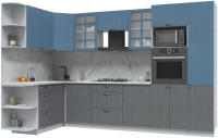Готовая кухня Интерлиния Берес 1.68x3.2 ВТ левая (дуб лазурный/дуб серый/серый каспий) - 