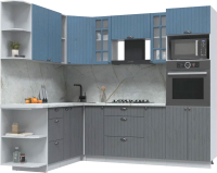 Кухонный гарнитур Интерлиния Берес 1.88x2.4 ВТ левая (дуб лазурный/дуб серый/серый каспий) - 
