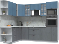 Кухонный гарнитур Интерлиния Берес 1.88x2.6 ВТ левая (дуб лазурный/дуб серый/серый каспий) - 