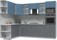 Кухонный гарнитур Интерлиния Берес 1.88x2.8 ВТ левая (дуб лазурный/дуб серый/серый каспий) - 