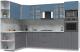Готовая кухня Интерлиния Берес 1.88x3.0 ВТ левая (дуб лазурный/дуб серый/серый каспий) - 