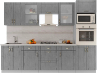 Кухонный гарнитур Интерлиния Мила Крафт 2.8 (дуб серый/дуб серый/травертин серый) - 