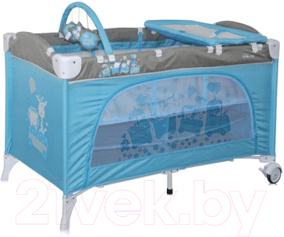 Кровать-манеж Lorelli Travel Kid 2 Layers Blue Toy Train / 10080221628