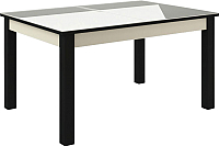 Обеденный стол Васанти Плюс ВС-17 140/180x80 (бежевый глянец/черный) - 