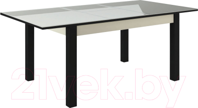 Обеденный стол Васанти Плюс ВС-17 140/180x80 (бежевый глянец/черный)