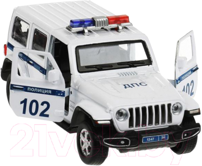 Автомобиль игрушечный Технопарк Jeep Wrangler Sahara Полиция / SAHARA5D-12POL-WH