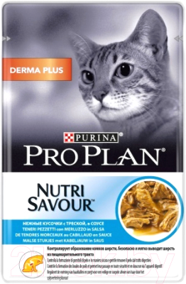 Влажный корм для кошек Pro Plan Nutrisavour Adult Derma Plus треска (85г)