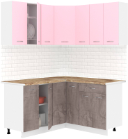 Кухонный гарнитур Кортекс-мебель Корнелия Лира 1.5x1.5 (розовый/оникс/мадрид) - 