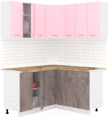 Кухонный гарнитур Кортекс-мебель Корнелия Лира 1.5x1.5 (розовый/оникс/мадрид)