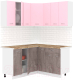 Готовая кухня Кортекс-мебель Корнелия Лира 1.5x1.5 (розовый/оникс/мадрид) - 